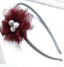 F BAND  TULLE FLOWER  MAROON