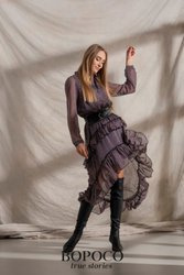 Tulle dress with collar