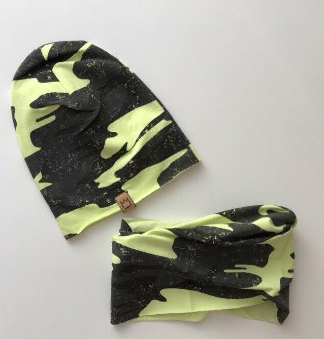 CAP+COWL COTTON CAMOUFLAGE YELLOW