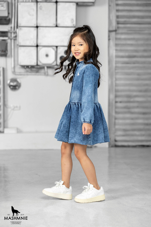 MashMnie Dress Acid Wash Blue