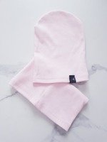 CAP+COWL POWDER PINK STRPIES