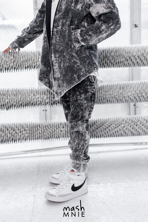 MashMnie Hose Acid Wash Blau 