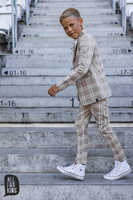 All For Kids Spodnie Wizytowe Krata Beż