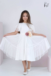 Kremowa Sukienka z Kwiatkami