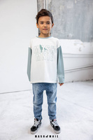 MashMnie Bluzka Longsleeve Wolf Miętowo Biała