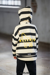 Mashmnie Wolf Bluza z Kapturem Paski Czarno Beżowe