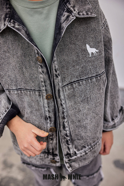 MashMnie Kurtka Jeansowa Szara