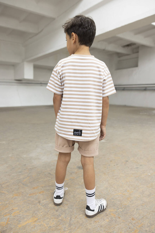 MashMnie WHISPERS T-shirt Paski Beżowa