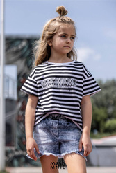 MashMnie T-shirt Paski Czarno-Białe