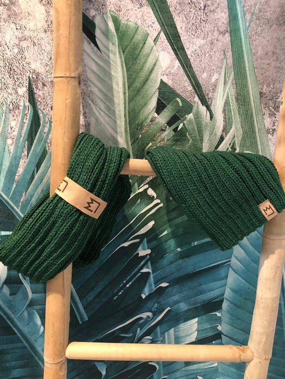 Cap + Tube scarf wool green
