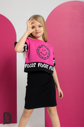 All For Kids T-shirt Focus Czarno-Różowy