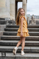 All For Kids Sukienka Falbanki Musztardowy