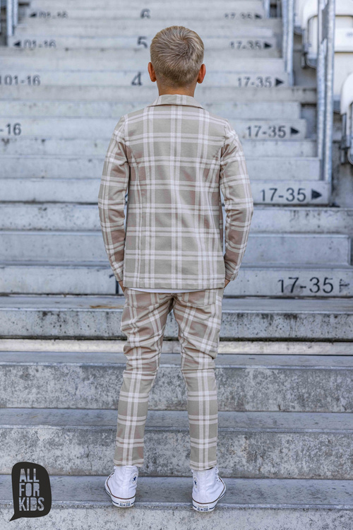 All For Kids Spodnie Wizytowe Krata Beż