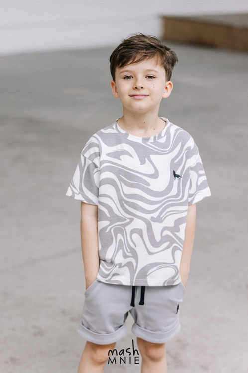 MashMnie T-shirt Wilk Print Szary