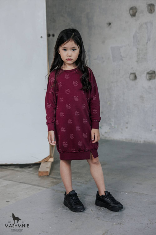 MashMnie Sukienka Print Bordo
