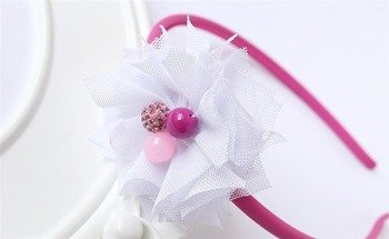 F BAND  TULLE FLOWER  WHITE-PINK