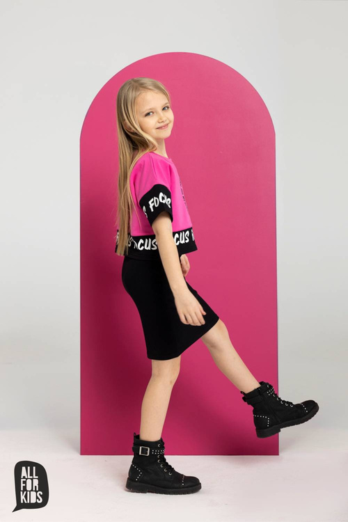 All For Kids T-shirt Focus Czarno-Różowy