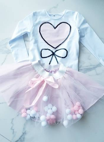 Tulle Skirt with Pompons and Sequins