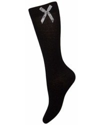 KNEE SOCKS  BLACK Z KOKARDKĄ