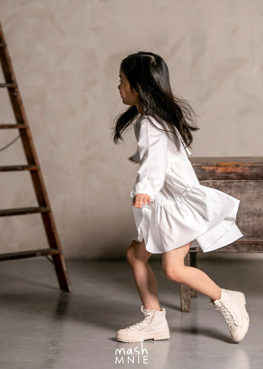 MashMnie Dress with Frills White