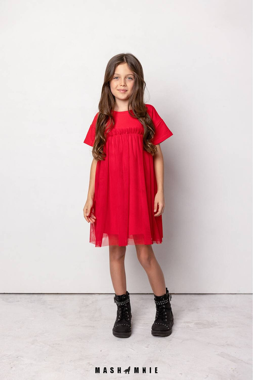 MashMnie Sukienka Tiul Czerwona