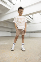 MashMnie WHISPERS T-shirt Paski Beżowa