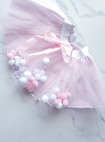 Tulle Skirt with Pompons and Sequins