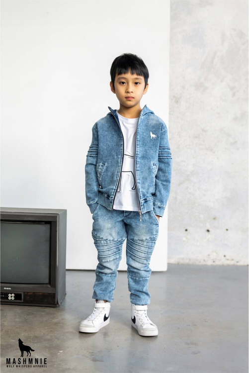 MashMnie Pants Acid Wash Blue 