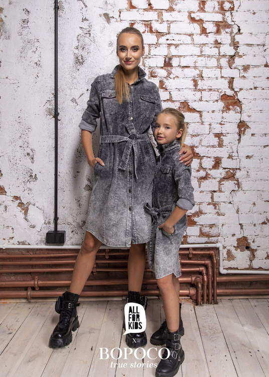 Jeans Kleid Grau