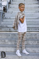 All For Kids Spodnie Wizytowe Krata Beż