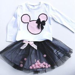 Tiulowa Spódniczka z Pomponami i Cekinami