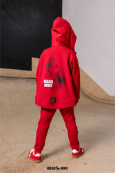 Mashmnie Wild City Bluza z Kapturem Czerwona