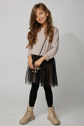 MałaMi Sukienka Tiulowa Ze Sweterkiem Beżowa