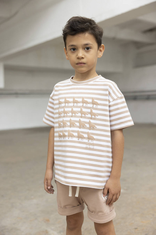 MashMnie WHISPERS T-shirt Paski Beżowa