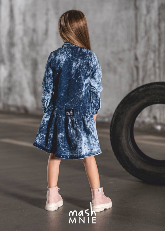 MashMnie Kleid Acid Wash Blau