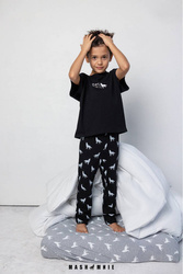 MashMnie Boys & Girls Piżamka Wilki Czarna