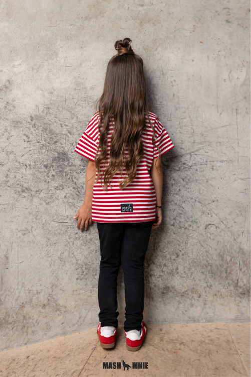 MashMnie T-shirt Wild City Paski Czerwona