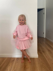 Tiulowa Spódniczka z Pomponami i Cekinami Róż