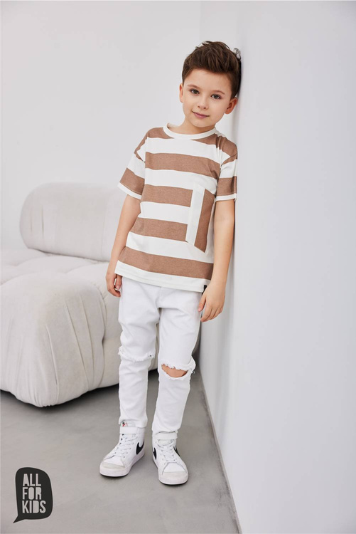 AllForKids Spodnie Białe z Dziurami