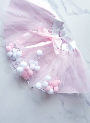 Tulle Skirt with Pompons and Sequins