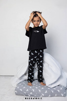 MashMnie Boys & Girls Piżamka Wilki Czarna