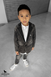 MashMnie Marynarka Jeansowa Szara