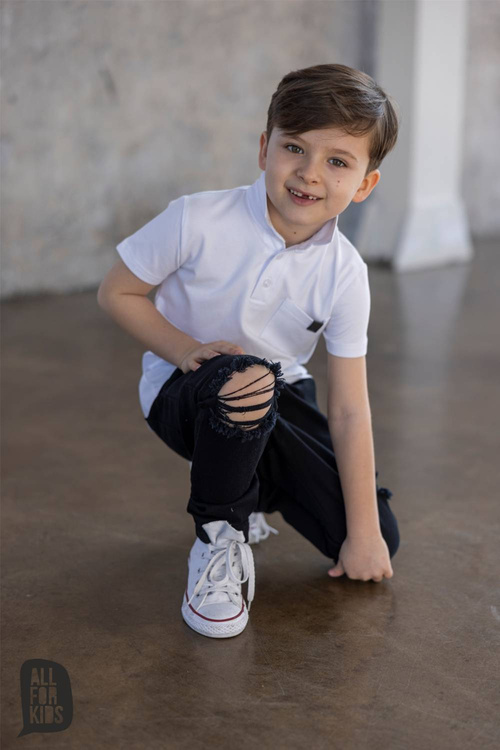 All For Kids Spodnie Czarne z Dziurami