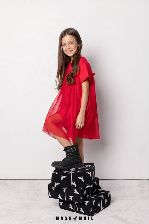 MashMnie Sukienka Tiul Czerwona