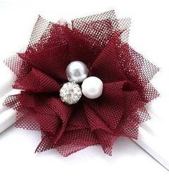 Hair Clip Tulle Bordeaux Blossom