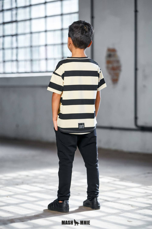 MashMnie Wild T-shirt Paski Czarno Beżowe