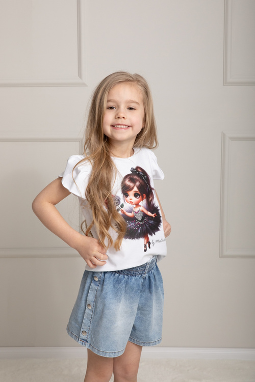 MałaMi T-shirt z Aplikacją Biały