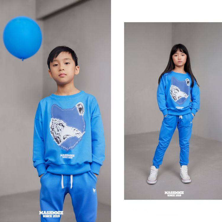 MashMnie Bluza Niebieska Wolf Boys&Girls