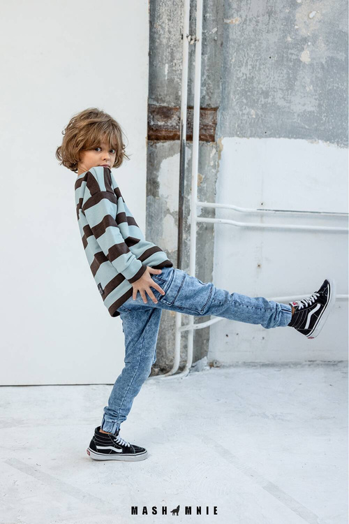 MashMnie Spodnie Bojówki Jeans Niebieskie