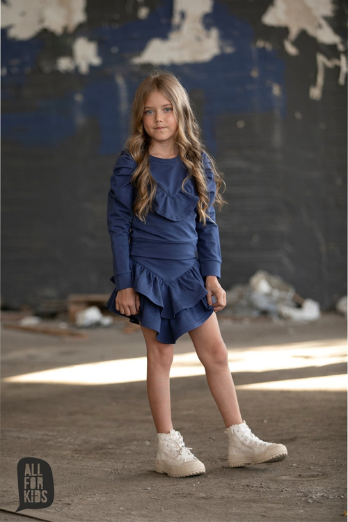 All For Kids Sweatshirt mit Rüschen Marineblau